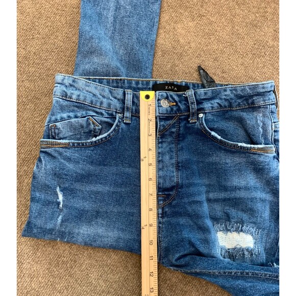 Zara Jeans Womens 31 High Rise Distressed Skinny Shark Bite Hem Stretch Denim - Picture 5 of 9